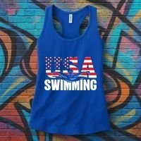 Swimming Us American Flag Water Swimmer And Swim Great Gift Women's Tank Top thumb 3