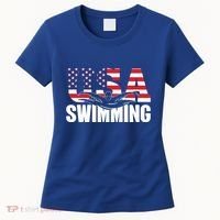 Swimming Us American Flag Water Swimmer And Swim Great Gift Women's T-Shirt thumb 0
