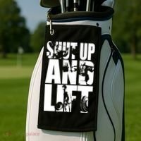 Shut Up And Lift Squat Bench Deadlift Iconic Golf Towel thumb 2