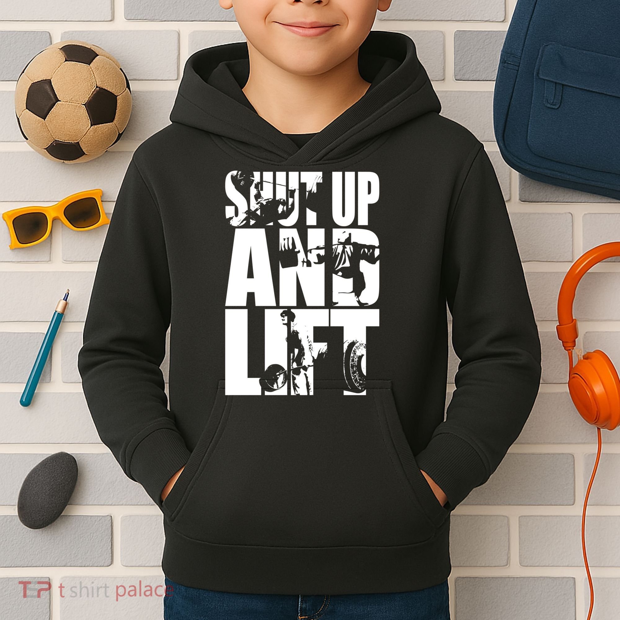 Shut Up And Lift Squat Bench Deadlift Iconic Kids Hoodie
