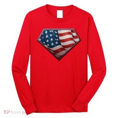 Super USA American Flag Long Sleeve Shirt
