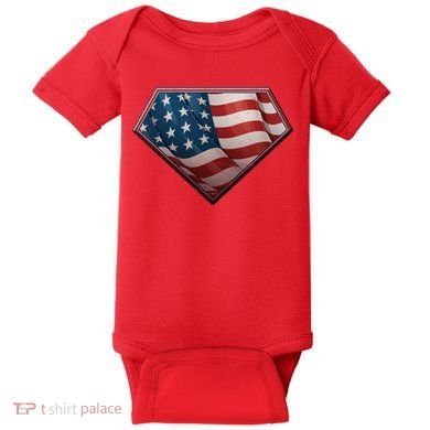 Super USA American Flag Baby Bodysuit