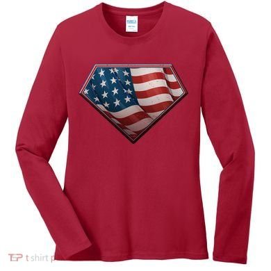 Super USA American Flag Women's Long Sleeve Shirt