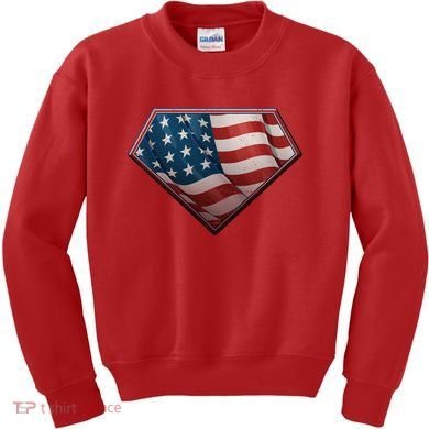 Super USA American Flag Kids Sweatshirt