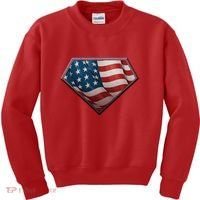 Super USA American Flag Kids Sweatshirt thumb 0