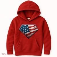 Super USA American Flag Kids Hoodie thumb 0