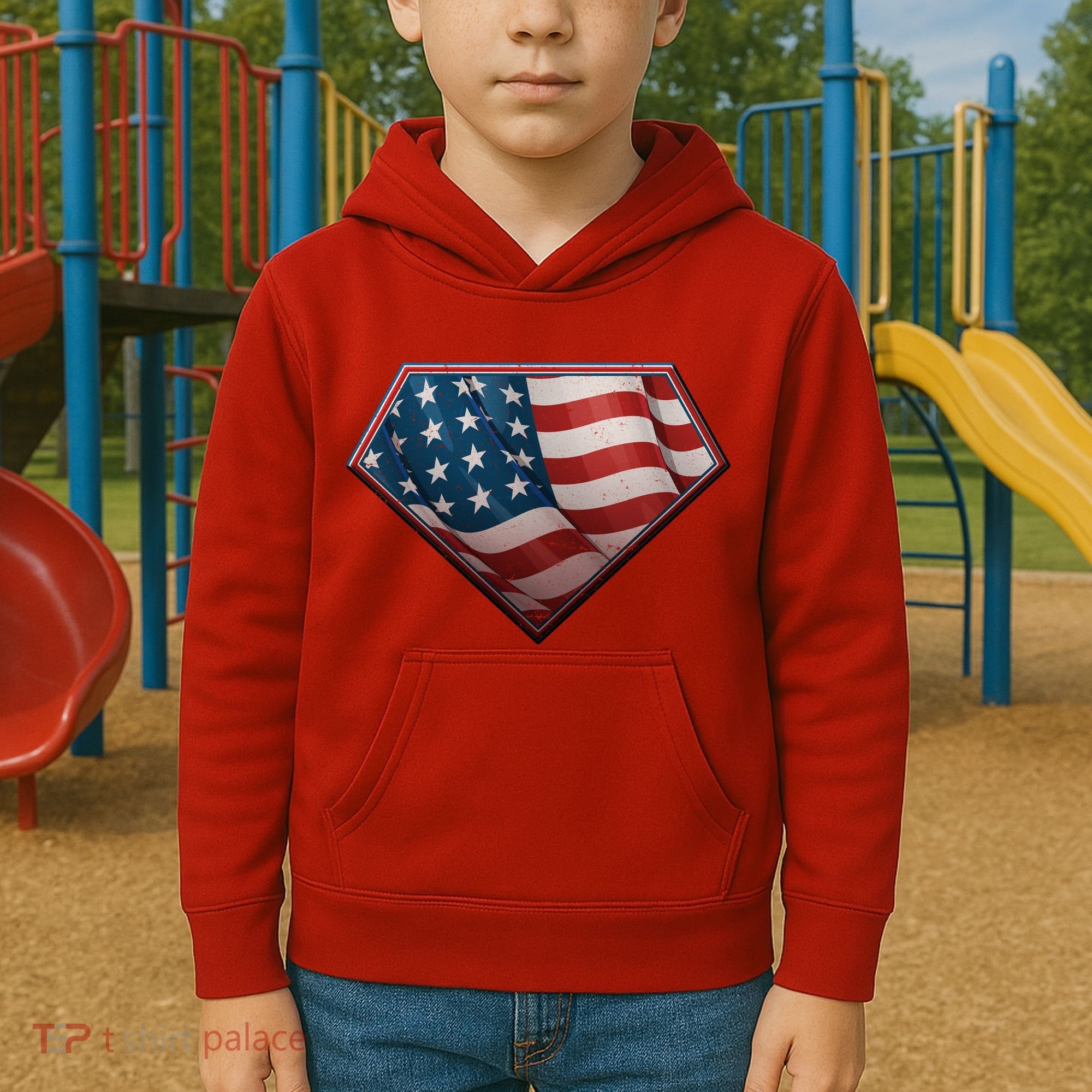 Super USA American Flag Kids Hoodie