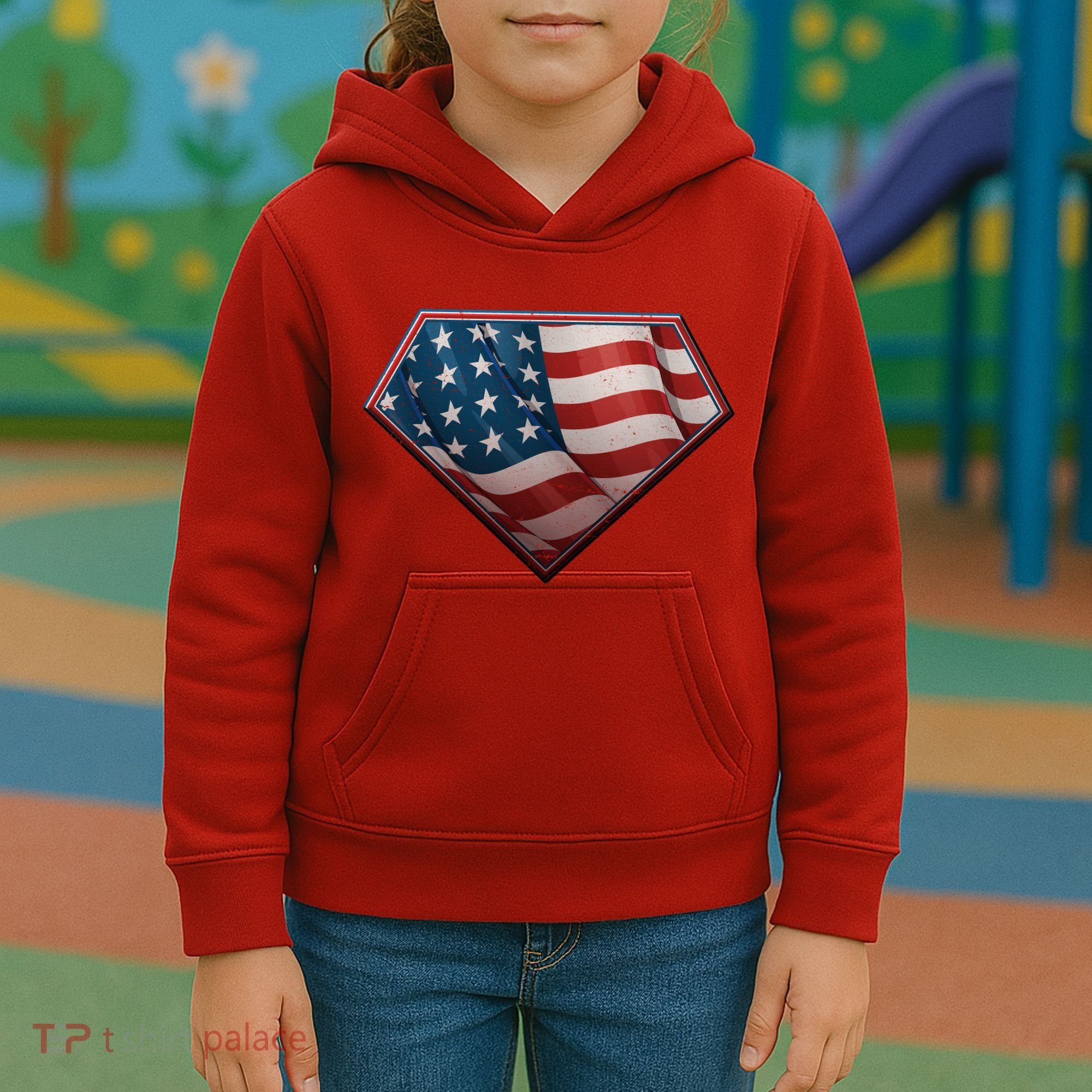 Super USA American Flag Kids Hoodie