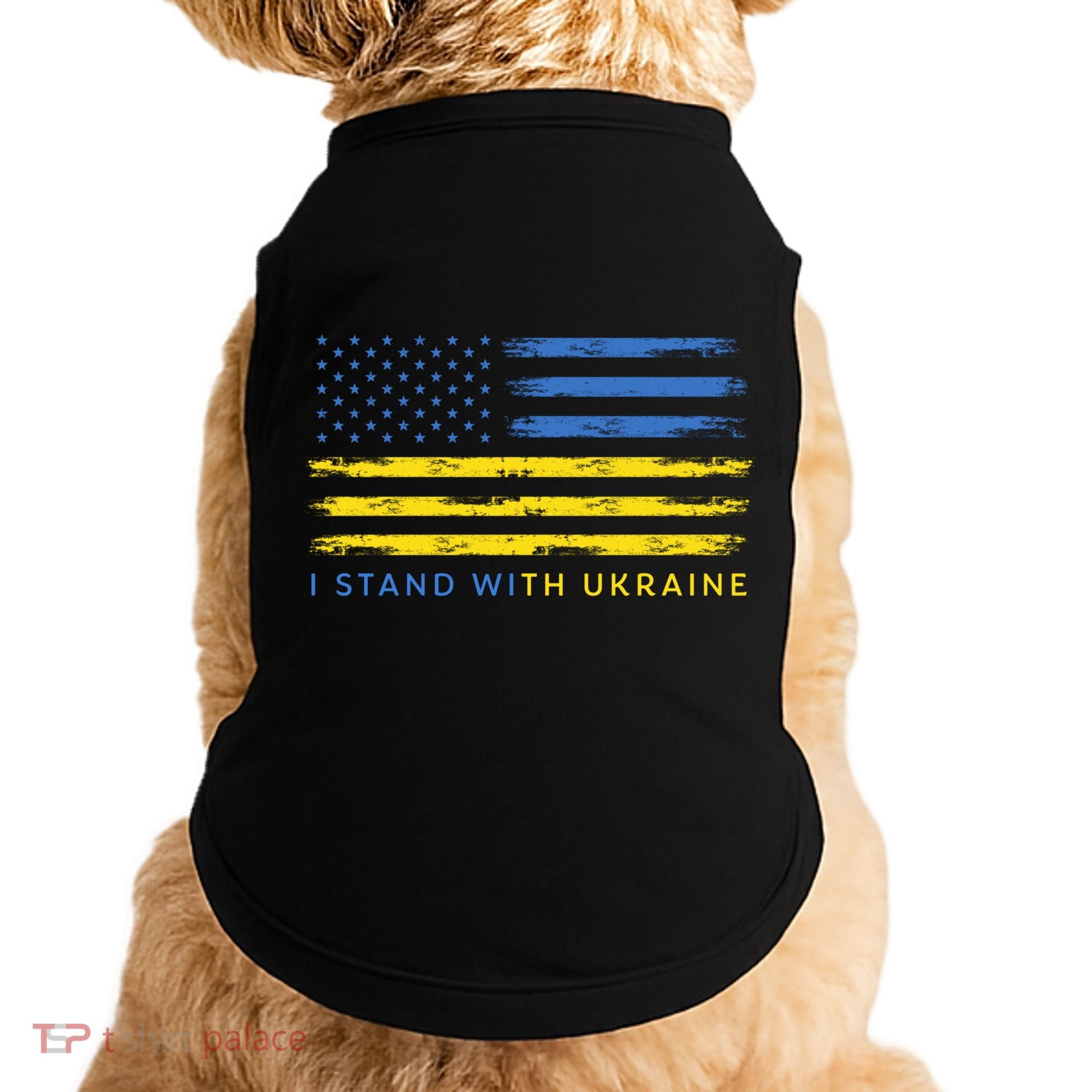 Support Ukrainian American Flag I Stand With Ukraine Gift Doggie Tank