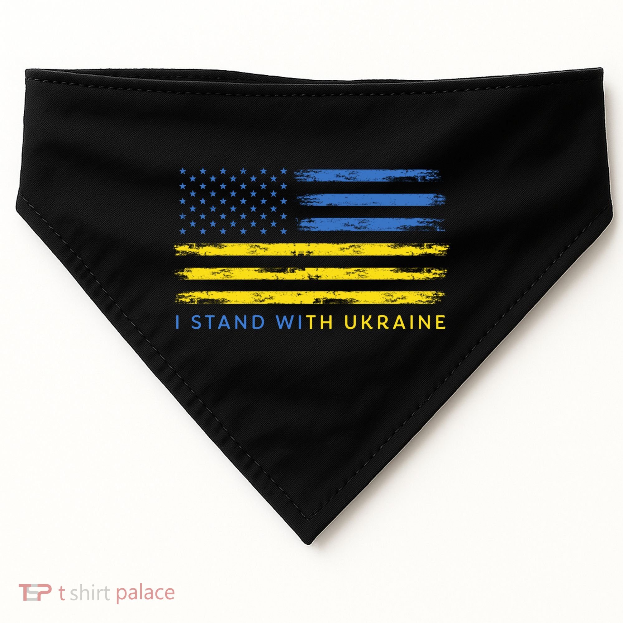 Support Ukrainian American Flag I Stand With Ukraine Gift USA-Made Doggie Bandana