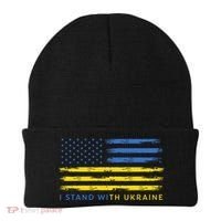 Support Ukrainian American Flag I Stand With Ukraine Gift Beanie thumb 0