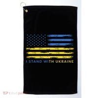 Support Ukrainian American Flag I Stand With Ukraine Gift Golf Towel thumb 0