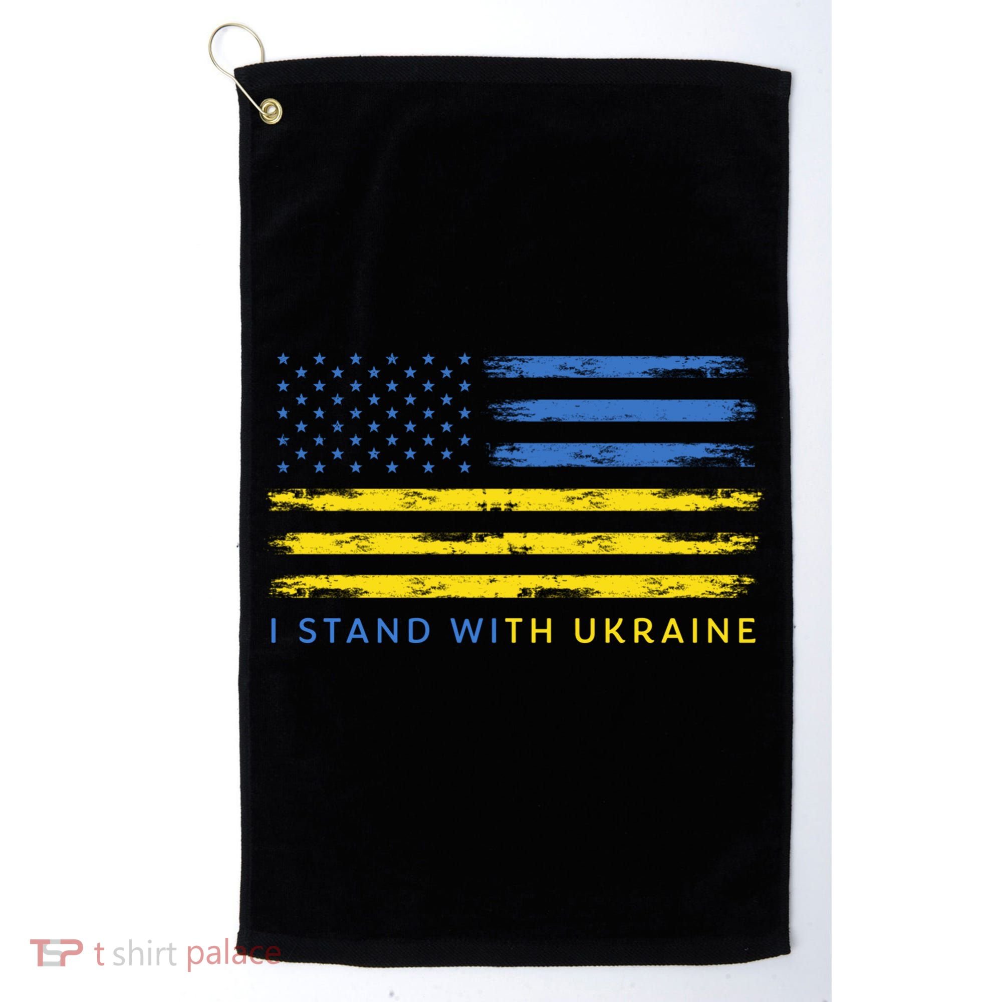 Support Ukrainian American Flag I Stand With Ukraine Gift Golf Towel