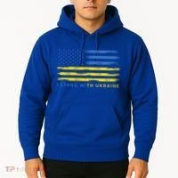 Support Ukrainian American Flag I Stand With Ukraine Gift Hoodie thumb 2