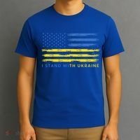 Support Ukrainian American Flag I Stand With Ukraine Gift T-Shirt thumb 3
