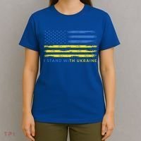 Support Ukrainian American Flag I Stand With Ukraine Gift T-Shirt thumb 4