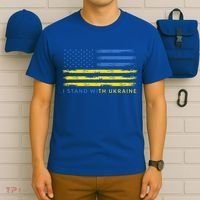 Support Ukrainian American Flag I Stand With Ukraine Gift T-Shirt thumb 6