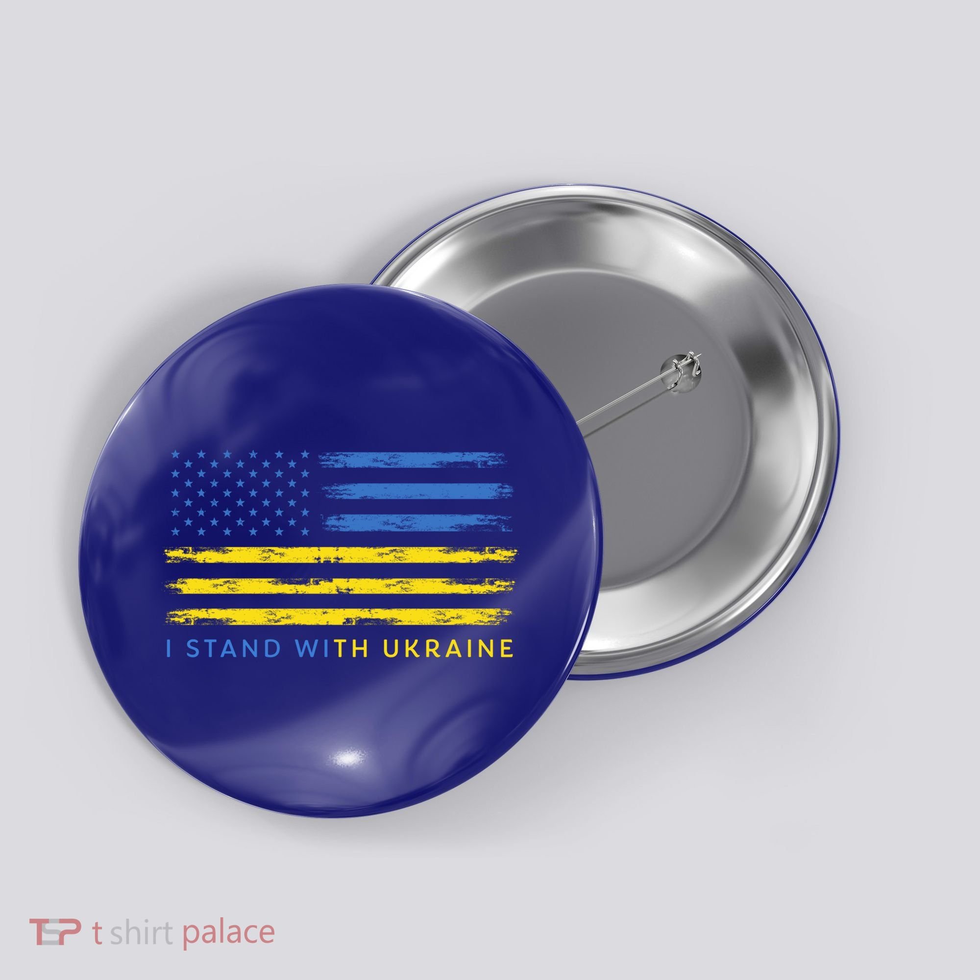 Support Ukrainian American Flag I Stand With Ukraine Gift Button