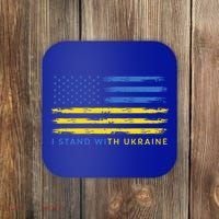 Support Ukrainian American Flag I Stand With Ukraine Gift Coaster thumb 0