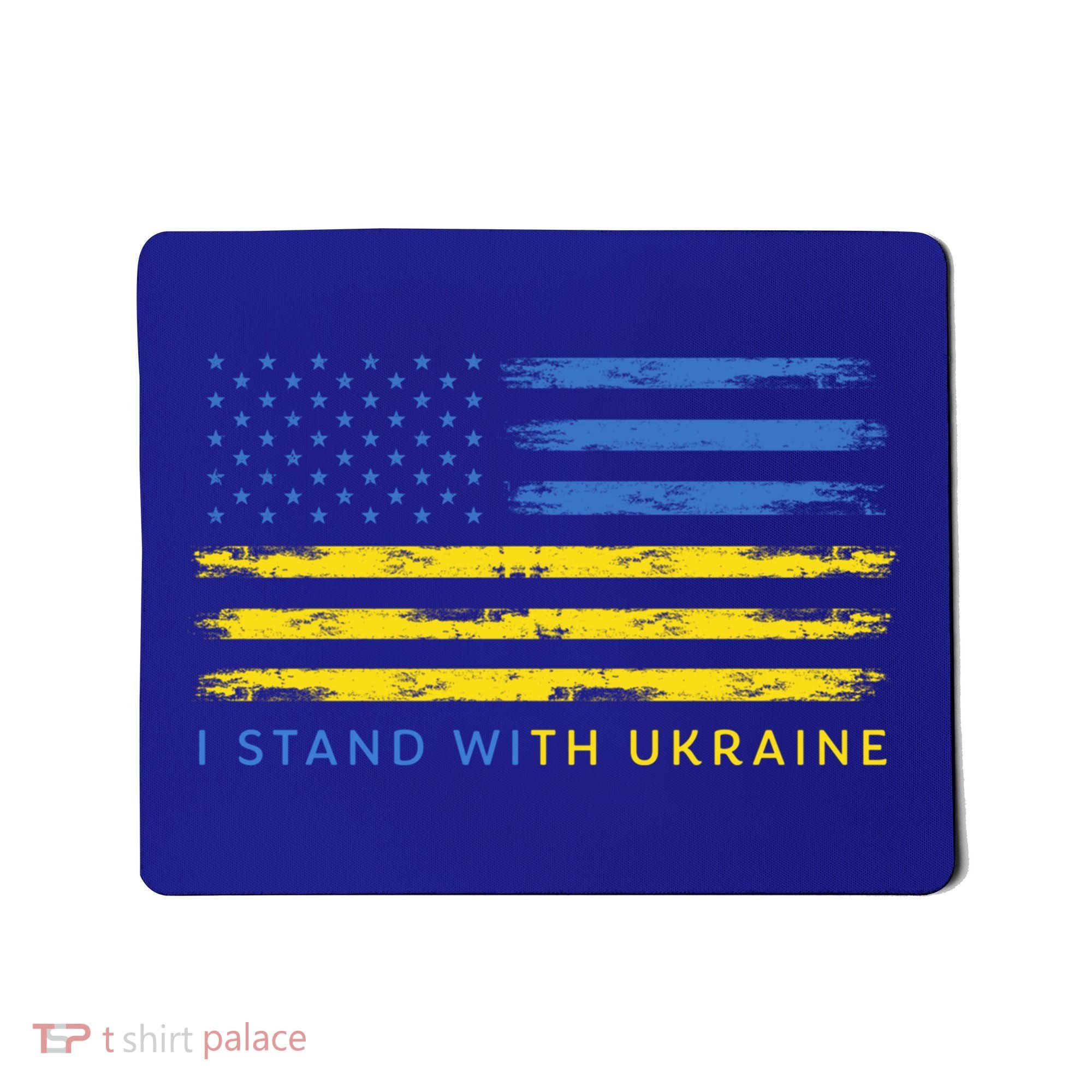 Support Ukrainian American Flag I Stand With Ukraine Gift Mousepad