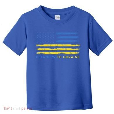 Support Ukrainian American Flag I Stand With Ukraine Gift Toddler T-Shirt