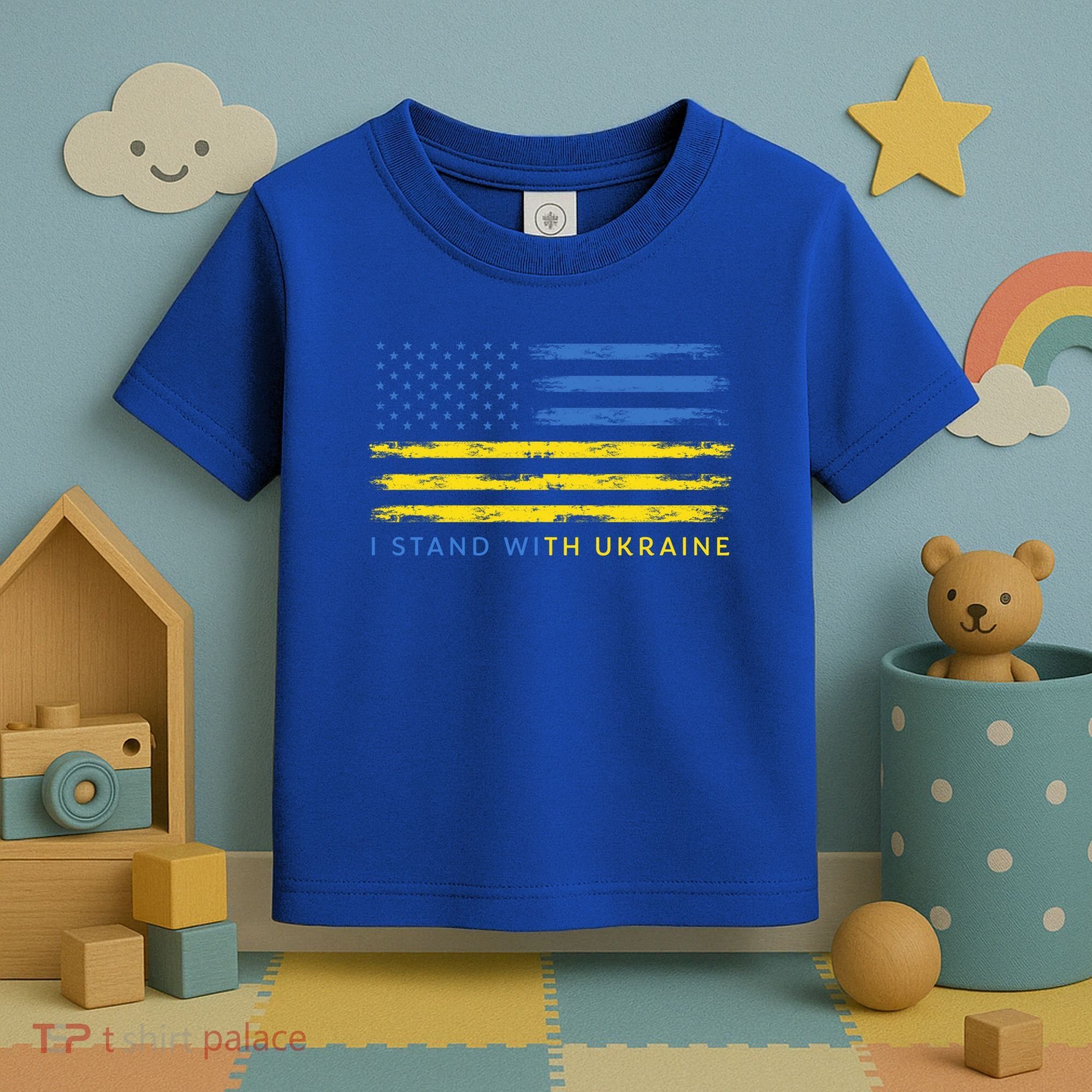 Support Ukrainian American Flag I Stand With Ukraine Gift Toddler T-Shirt