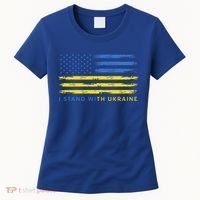 Support Ukrainian American Flag I Stand With Ukraine Gift Women's T-Shirt thumb 0