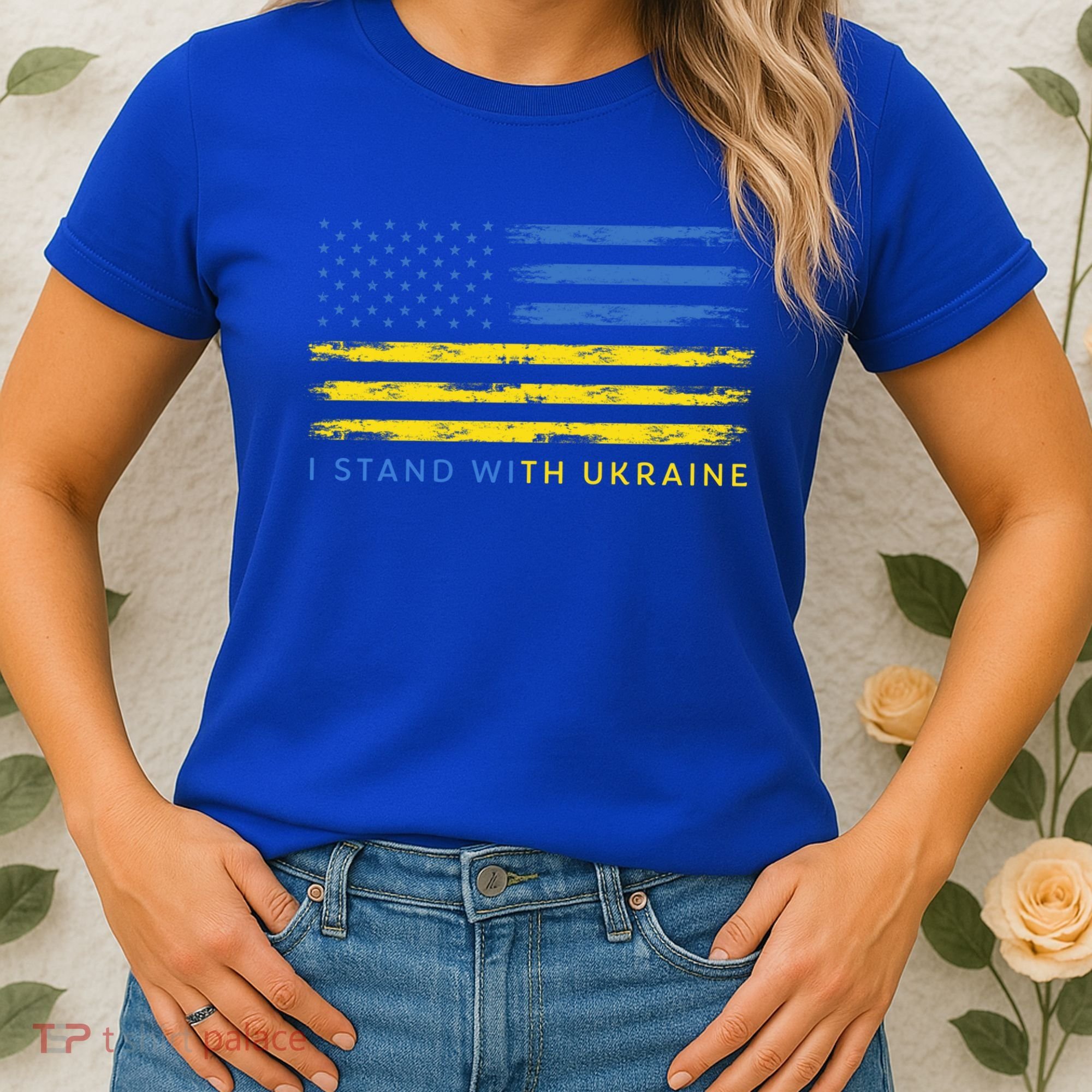 Support Ukrainian American Flag I Stand With Ukraine Gift Women's T-Shirt