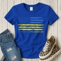 Support Ukrainian American Flag I Stand With Ukraine Gift Women's T-Shirt thumb 3