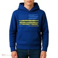 Support Ukrainian American Flag I Stand With Ukraine Gift Kids Hoodie thumb 4