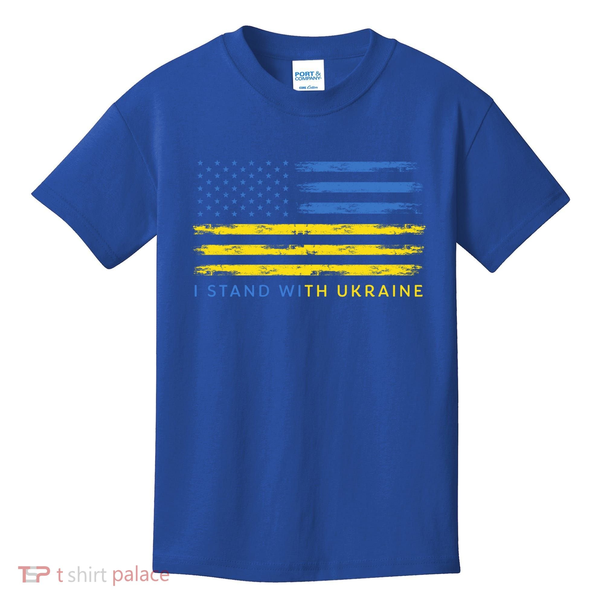 Support Ukrainian American Flag I Stand With Ukraine Gift Kids T-Shirt