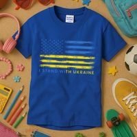Support Ukrainian American Flag I Stand With Ukraine Gift Kids T-Shirt thumb 3