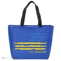 Support Ukrainian American Flag I Stand With Ukraine Gift Tote Bag thumb 0