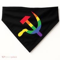 Soviet Union Communist Flag Hammer And Sickle Lgbtq Rainbow Gift USA-Made Doggie Bandana thumb 0
