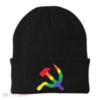Soviet Union Communist Flag Hammer And Sickle Lgbtq Rainbow Gift Beanie thumb 0