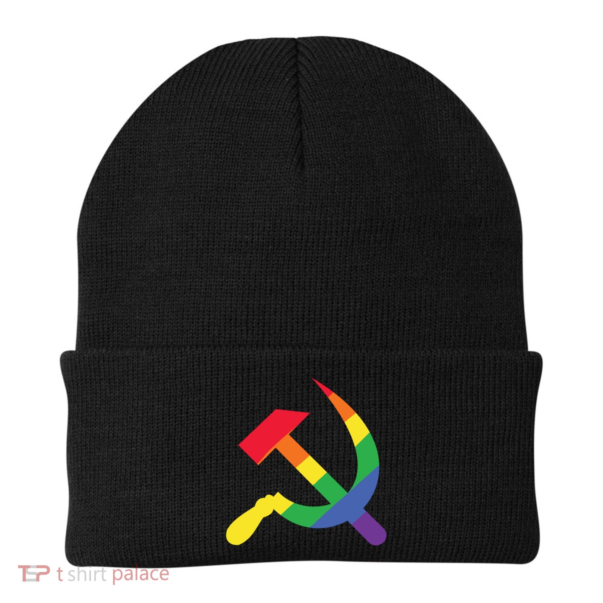 Soviet Union Communist Flag Hammer And Sickle Lgbtq Rainbow Gift Beanie