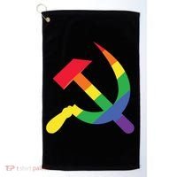 Soviet Union Communist Flag Hammer And Sickle Lgbtq Rainbow Gift Golf Towel thumb 0