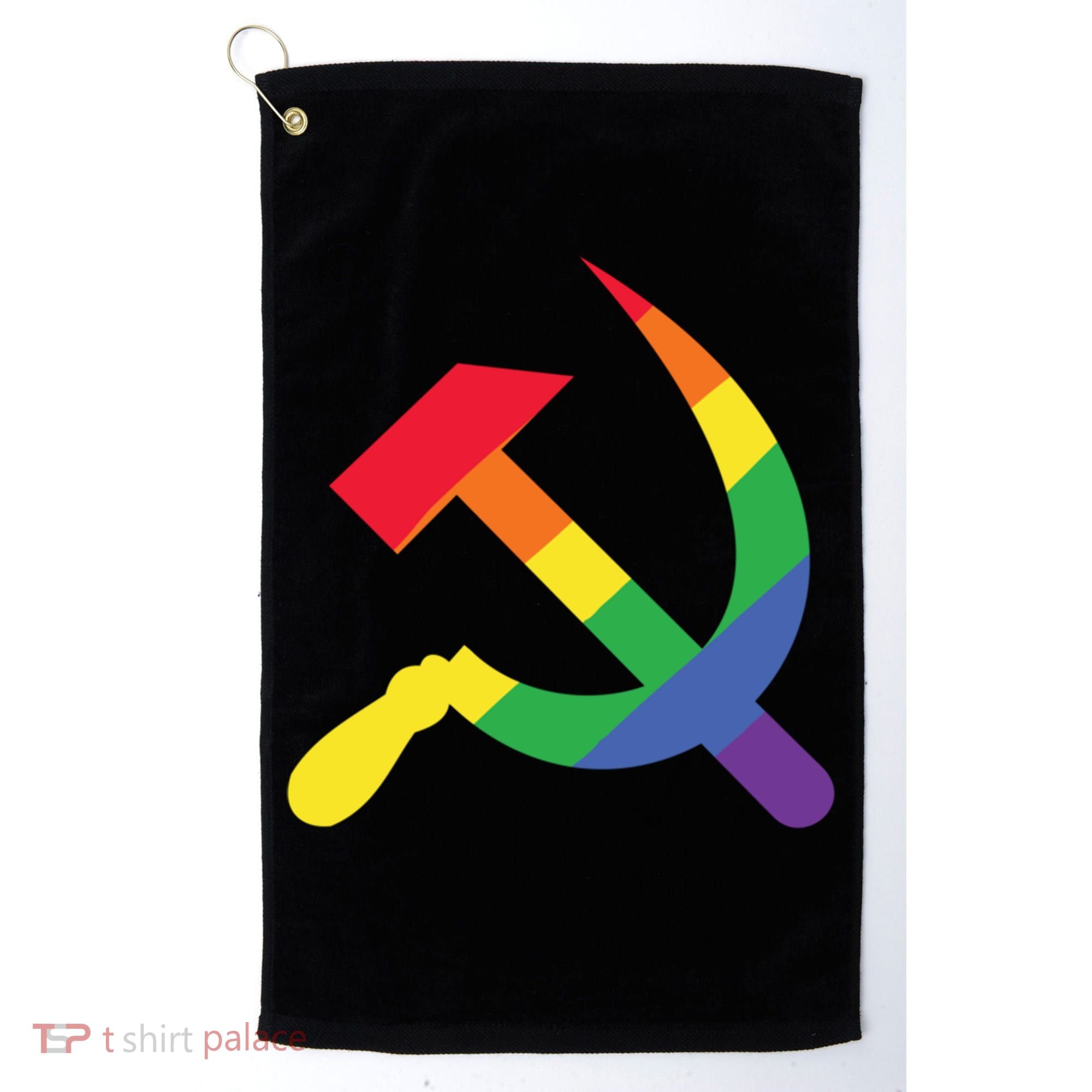 Soviet Union Communist Flag Hammer And Sickle Lgbtq Rainbow Gift Golf Towel