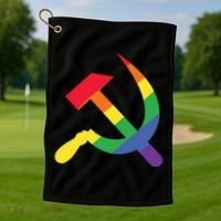 Soviet Union Communist Flag Hammer And Sickle Lgbtq Rainbow Gift Golf Towel thumb 1