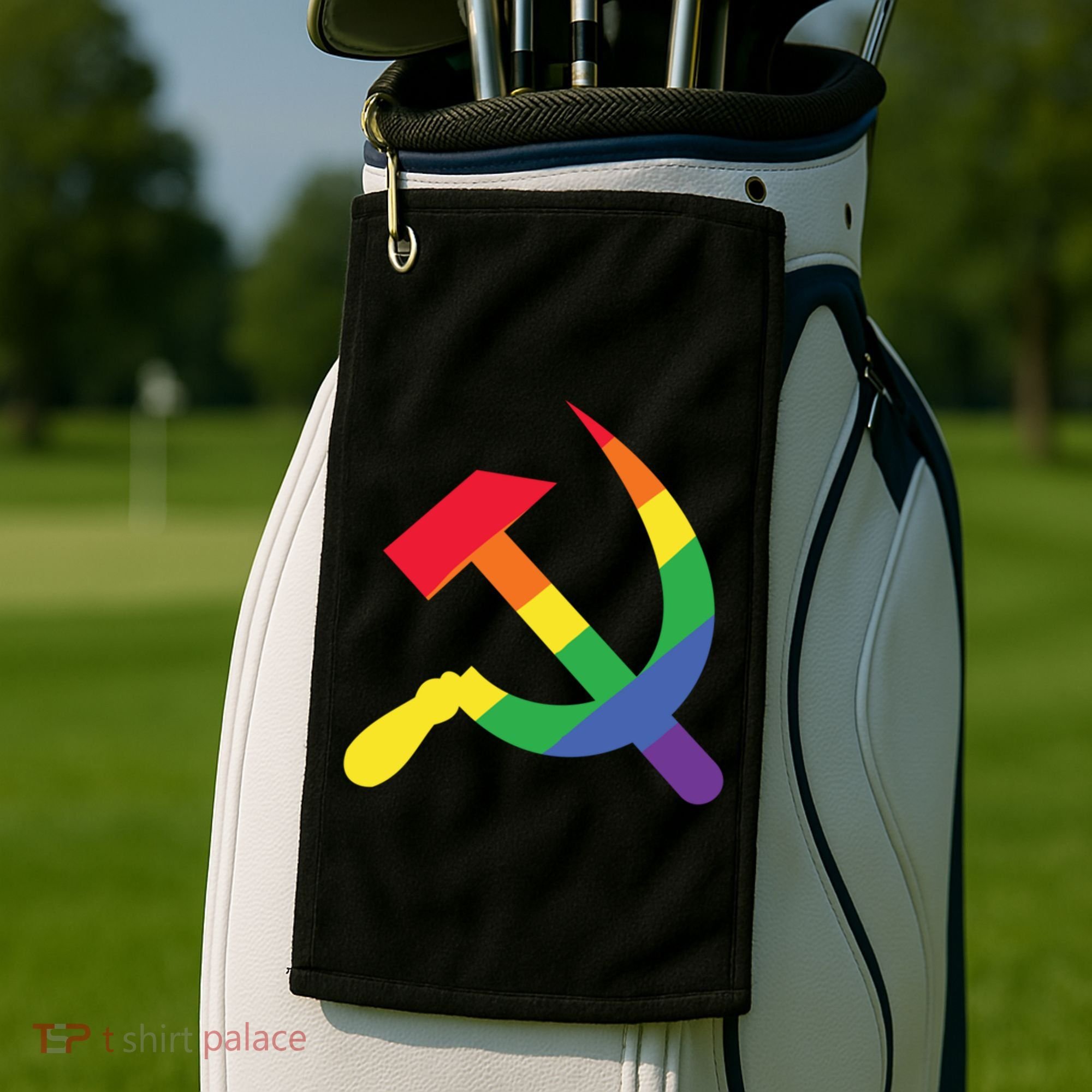 Soviet Union Communist Flag Hammer And Sickle Lgbtq Rainbow Gift Golf Towel