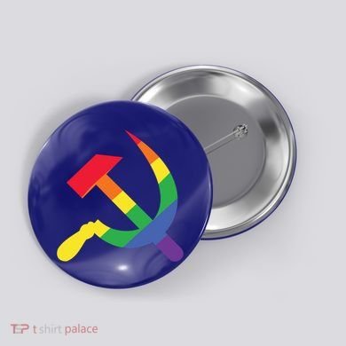 Soviet Union Communist Flag Hammer And Sickle Lgbtq Rainbow Gift Button