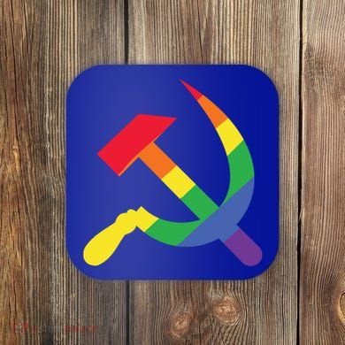 Soviet Union Communist Flag Hammer And Sickle Lgbtq Rainbow Gift Coaster