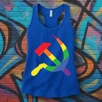 Soviet Union Communist Flag Hammer And Sickle Lgbtq Rainbow Gift Women's Tank Top thumb 3