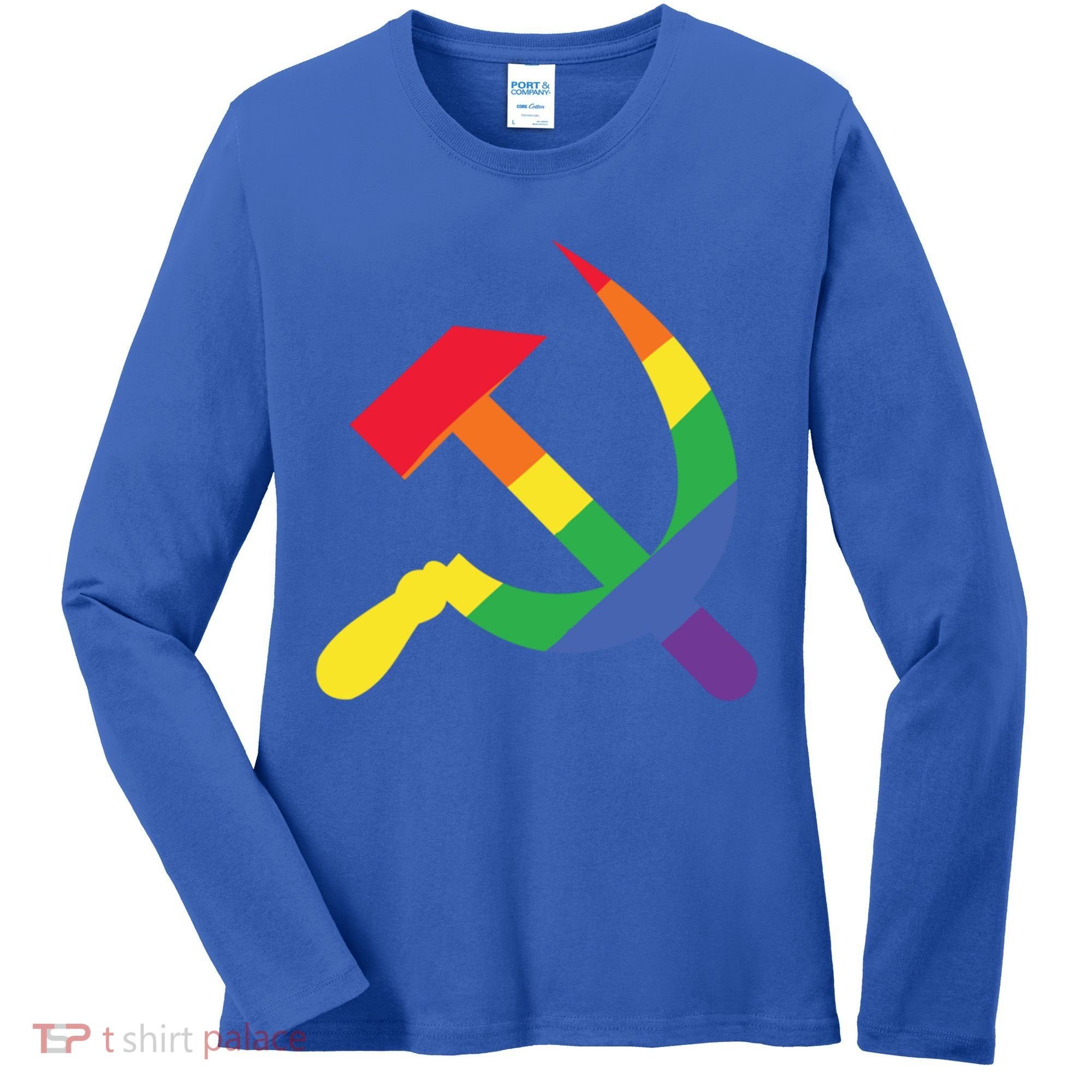 Soviet Union Communist Flag Hammer And Sickle Lgbtq Rainbow Gift Women's Long Sleeve Shirt