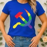 Soviet Union Communist Flag Hammer And Sickle Lgbtq Rainbow Gift Women's T-Shirt thumb 2