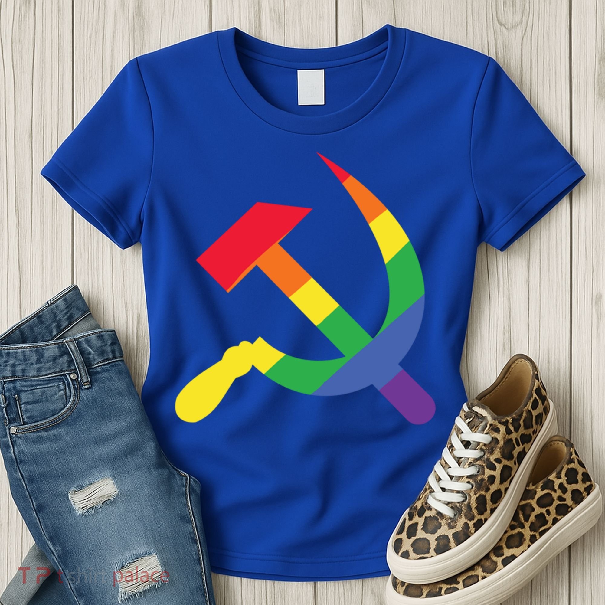 Soviet Union Communist Flag Hammer And Sickle Lgbtq Rainbow Gift Women's T-Shirt
