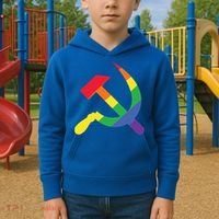Soviet Union Communist Flag Hammer And Sickle Lgbtq Rainbow Gift Kids Hoodie thumb 2