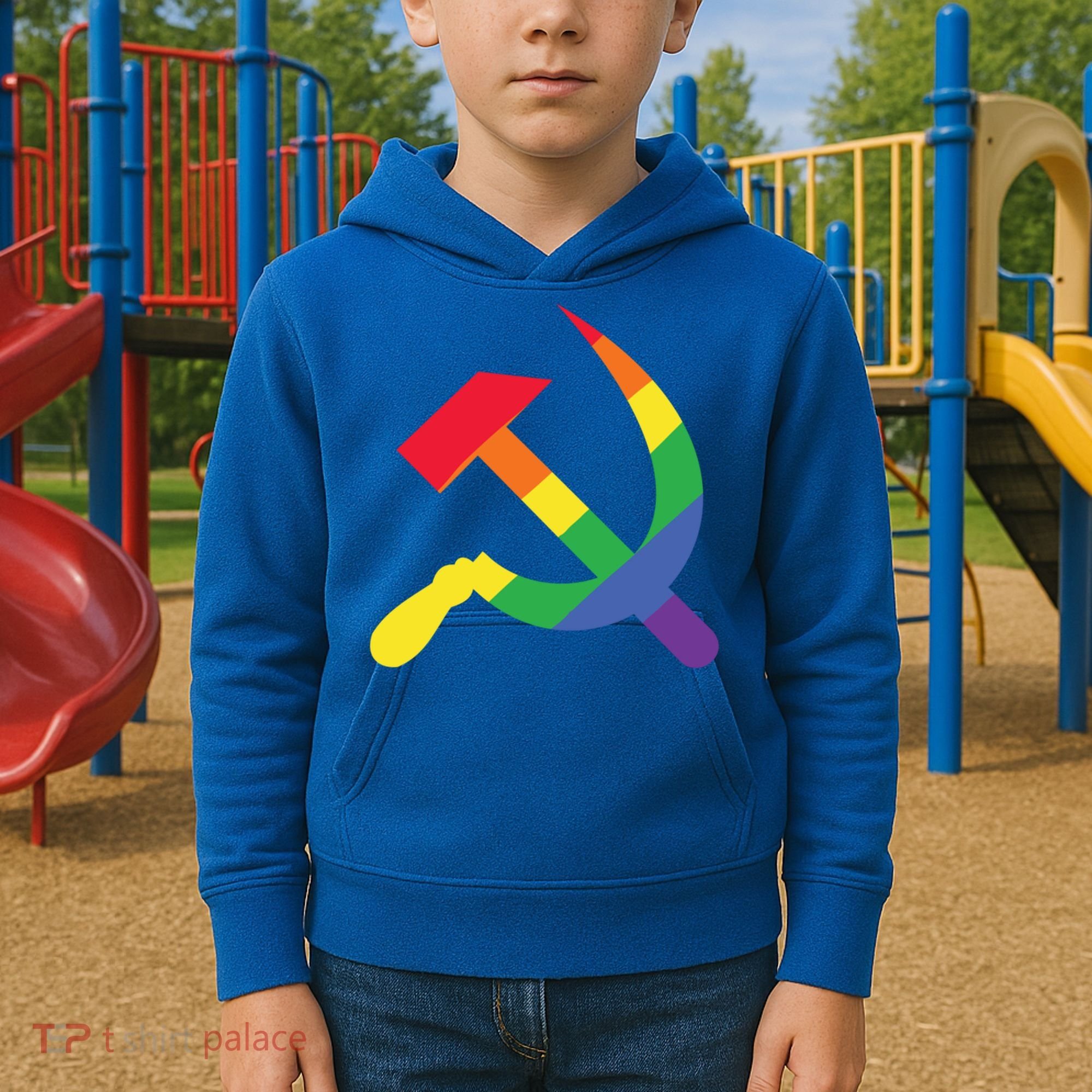 Soviet Union Communist Flag Hammer And Sickle Lgbtq Rainbow Gift Kids Hoodie