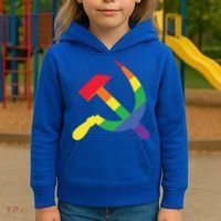Soviet Union Communist Flag Hammer And Sickle Lgbtq Rainbow Gift Kids Hoodie thumb 3