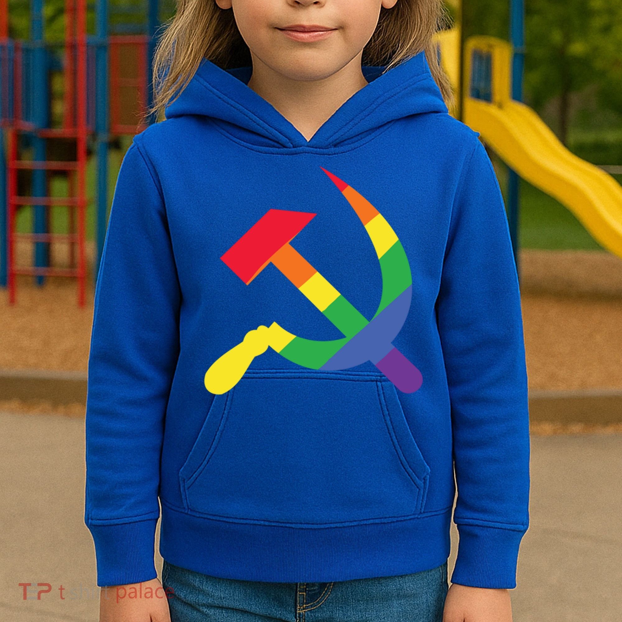 Soviet Union Communist Flag Hammer And Sickle Lgbtq Rainbow Gift Kids Hoodie